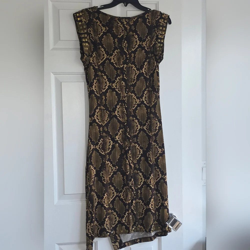 Michael Kors Brown Snake Print Midi Dress